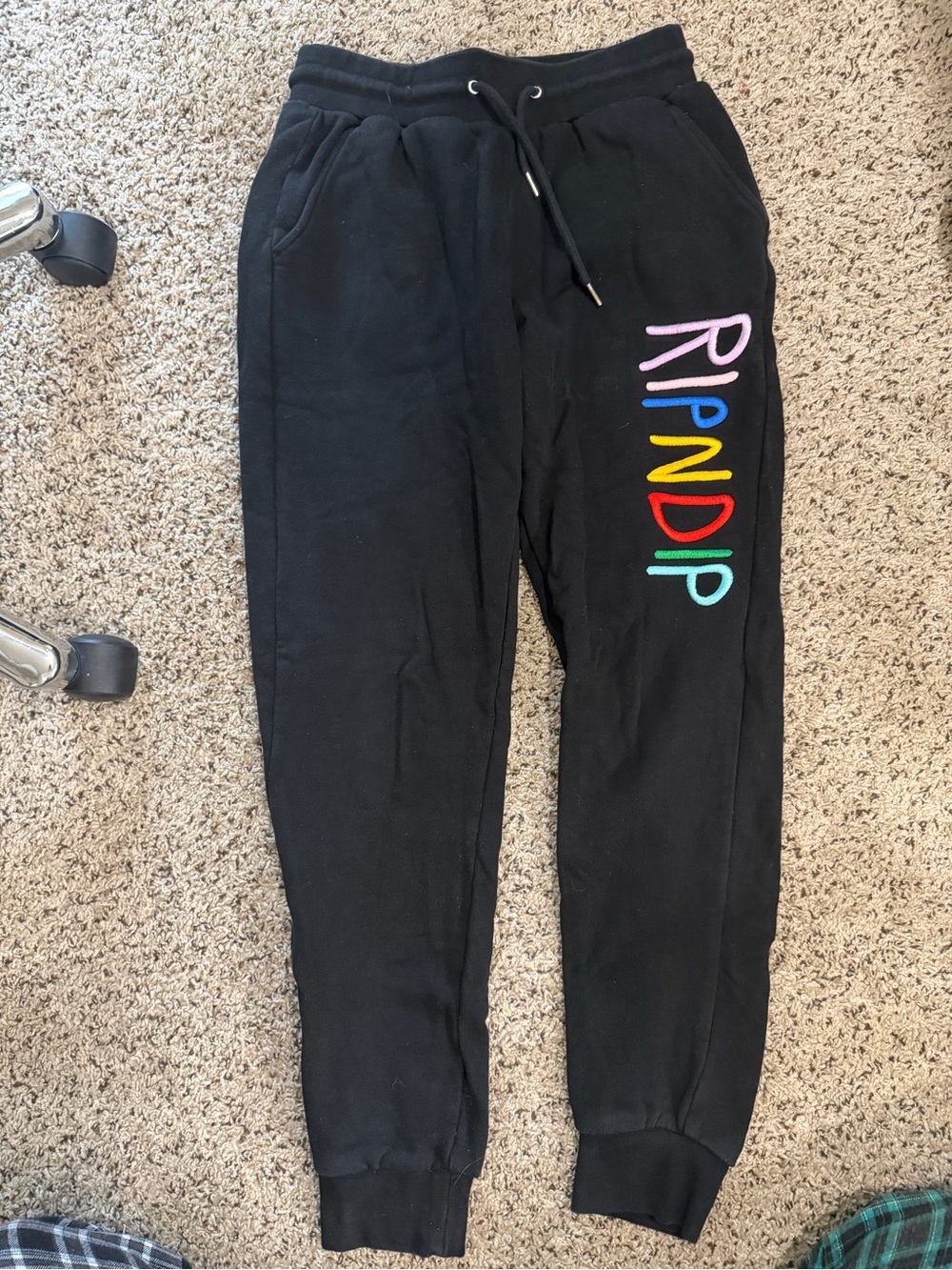 Ripndip Black Joggers with Multicolor RIPNDIP Lettering
